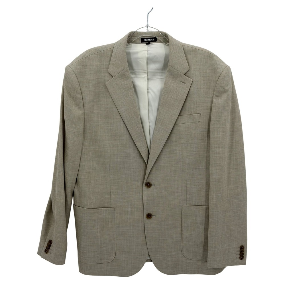 Express Blazer Mens 44R Beige Slim Fit Stretch Office Classic Preppy Sport Coat